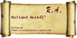Rolland Anikó névjegykártya